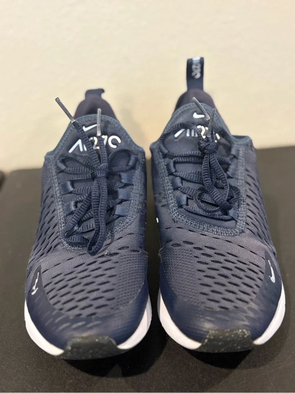 Nike Air Max 270 GS Navy White Mesh Sneakers Unisex Kids 4Y/5.5W  Athletic Shoes